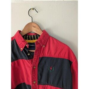 Vintage 90s Colorblock Button Down, streetwear shirt, skater,grunge, Catalina